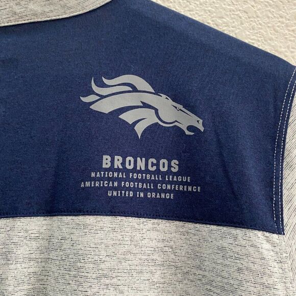 Denver Broncos Football Nike DRI-FIT Gray/Navy Performance Henley Shirt Large - Picture 4 of 6